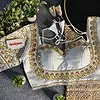 White Beautiful Beads Work Halter Neck Embroidery Blouse in Italian Silk