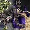 Purple Beautiful Beads Work Halter Neck Embroidery Blouse in Italian Silk
