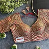 Red Italian Silk Heavy Coding & Sequin Work Sabyasachi Neck Blouse