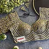 Black Italian Silk Heavy Coding & Sequin Work Sabyasachi Neck Blouse