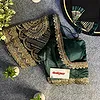 Bottle Green Front Open Embroidery Work Gajji Silk Designer Blouse