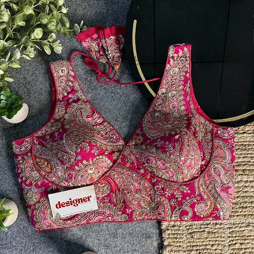 Rani Embroidery Work V Neck Halter Neck Designer Blouse