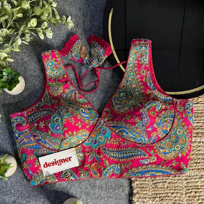 Rani Embroidery Work V Neck Halter Neck Designer Blouse