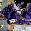 Purple Italian Silk Heavy Embroidery & Beads Work Wedding Blouse