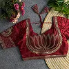 Maroon Color Italian Silk Blouse with Heavy Beads and Sequence Work 