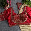 Red Color Italian Silk Blouse with Heavy Beads and Sequence Work 