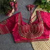 Rani Color Italian Silk Blouse with Heavy Beads and Sequence Work 