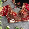 Maroon Sabyasachi Style Beads & Embroidery Partywear Blouse in Roman Silk