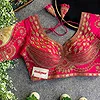 Rani Sabyasachi Style Beads & Embroidery Partywear Blouse in Roman Silk