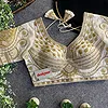 White Sabyasachi Style Beads & Embroidery Partywear Blouse in Roman Silk