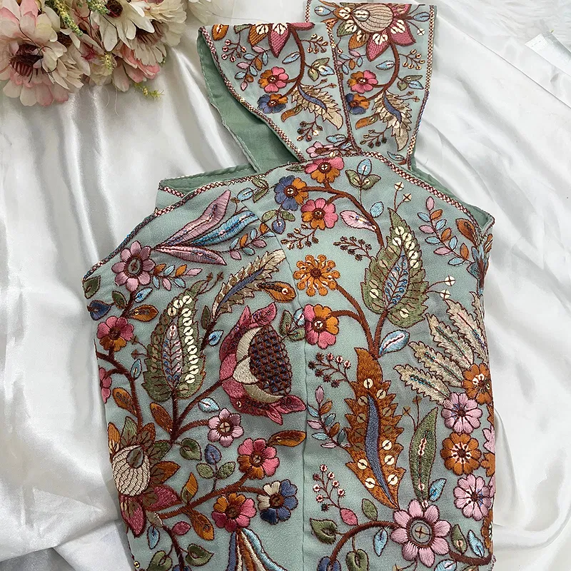 Pista Green Color Readymade Georgette Sleeveless Blouse For Navratri