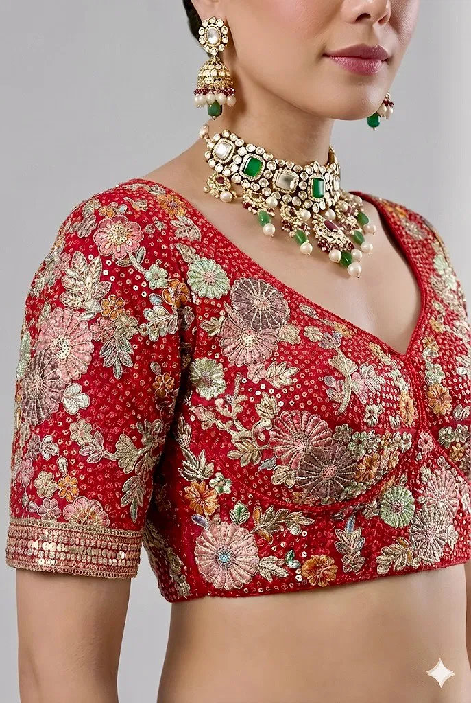 Red Color Sabyasachi Style Georgette Blouse