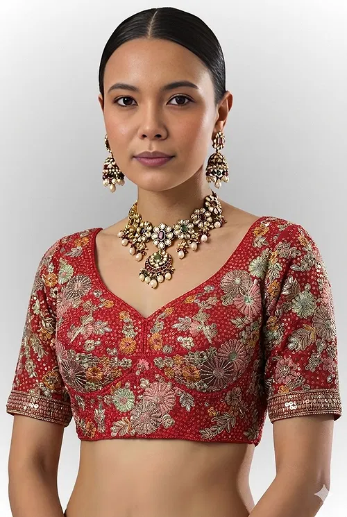 Red Color Sabyasachi Style Georgette Blouse