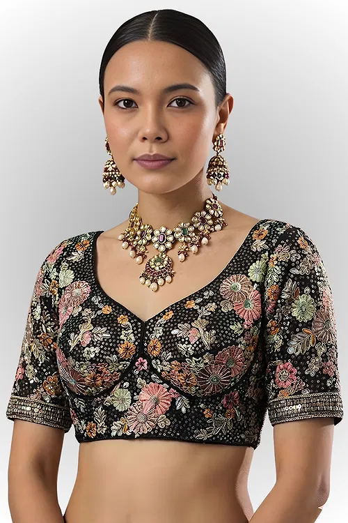 Black Color Sabyasachi Style Georgette Blouse