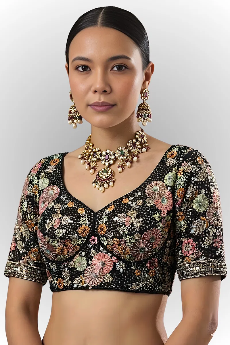 Black Color Sabyasachi Style Georgette Blouse