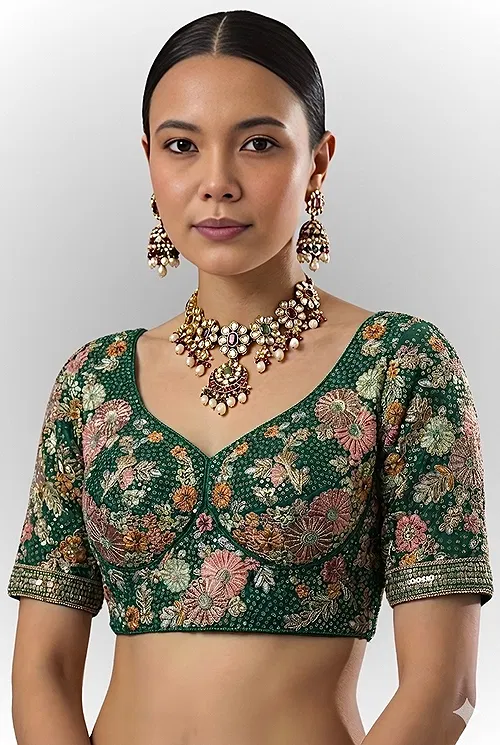 Green Color Sabyasachi Style Georgette Blouse